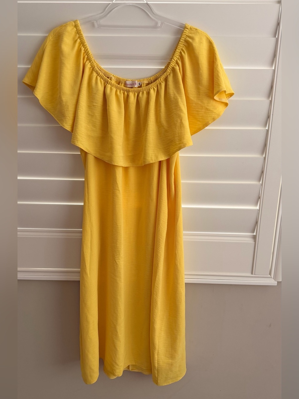 Women Yellow Off-Shoulder Ruffle Dress
